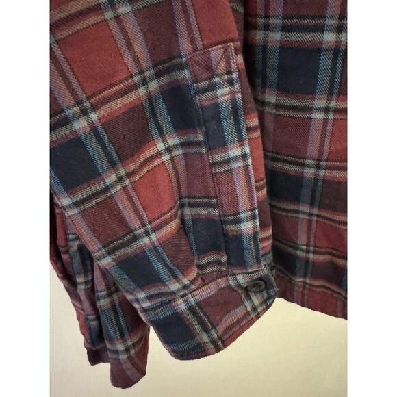 LL Bean Fleece Lined Flannel Shirt Mens Large Plaid Jacket Shacket Traditional - Picture 9 of 9